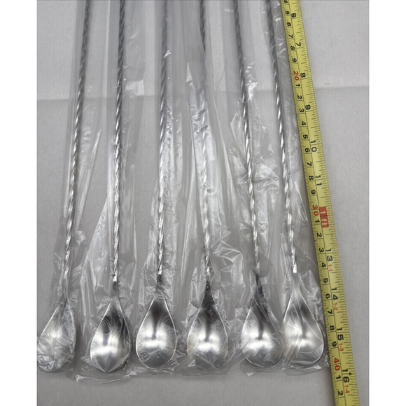 6 Pcs 15.7 In Cocktail Spoons, Stainless Steel Extra Long Bar Spoon Spiral Mixin - Picture 11 of 14